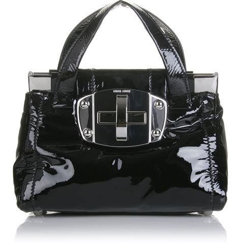 miu miu black patent leather bag|Black Leather And Patent Leather Shoulder Bag .